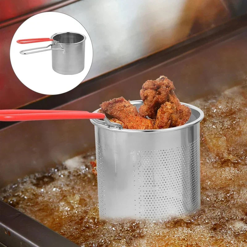 Stainless Steel Deep Fryer Pot with Strainer Basket